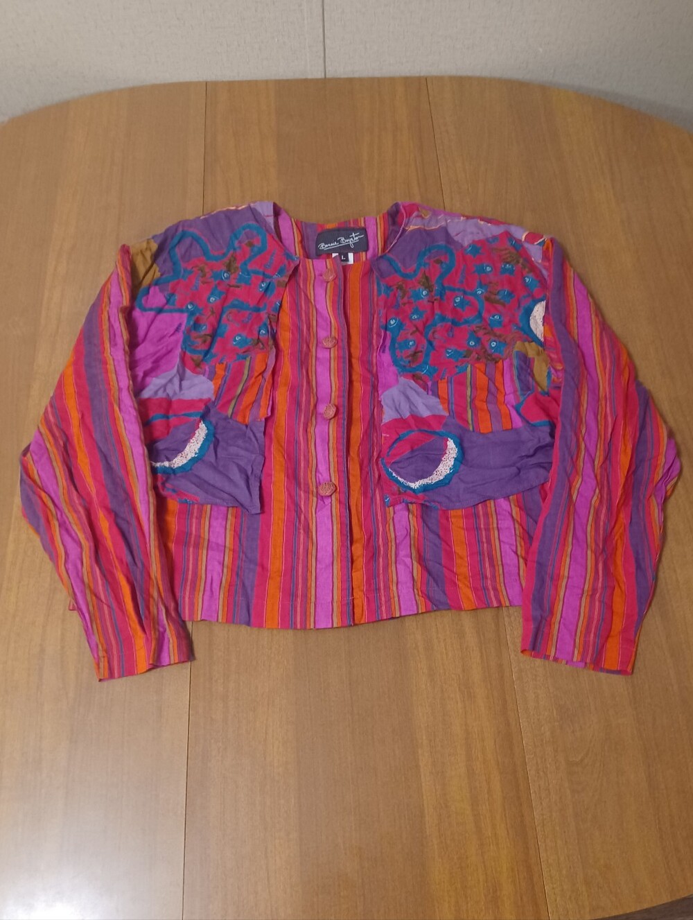 Vintage 80s 90s Colorful Blouse Womens Large Tasmanian Devil Ms Frizzle Style